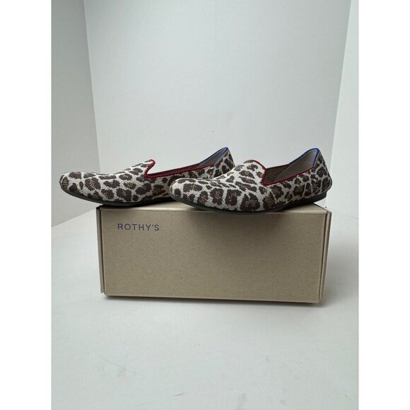 Rothy's Shoes Women 7 Brown Mocha Spot Leopard Ballet Flats Loafers Preppy Knit - Picture 14 of 14